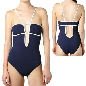ARAKS Harlow one piece resort vacation classic timeless swimsuit navy blue Sz M